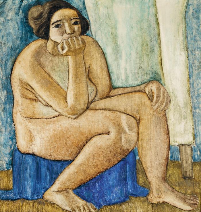 Kiss Vilma: Ülő női akt, olaj, vászon, 91 × 76 cm, Szépművészeti Múzeum – Magyar Nemzeti Galéria